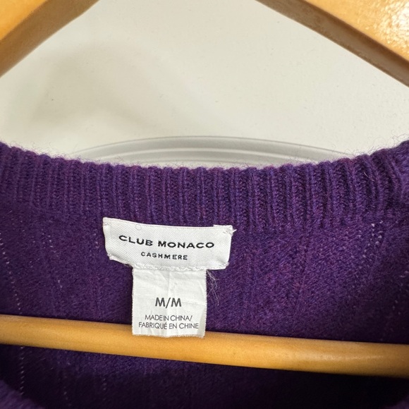 Club Monaco 100% cashmere Purple Cable Knit Sweater - Picture 3 of 5